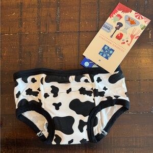 NWT Size 2T - 3T Kickee Pants Training Underwear in Black & White Cow Print